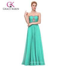 Grace Karin Sexy Strapless Beads Andar Comprimento Chiffon Evening Dress Royal blue CL4413-2